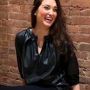 LA Made BOHEMIAN Faux leather Blouse